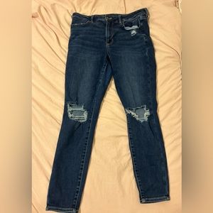 American Eagle, size 14, Next Level Stretc jeggings, ripped and high rise.
